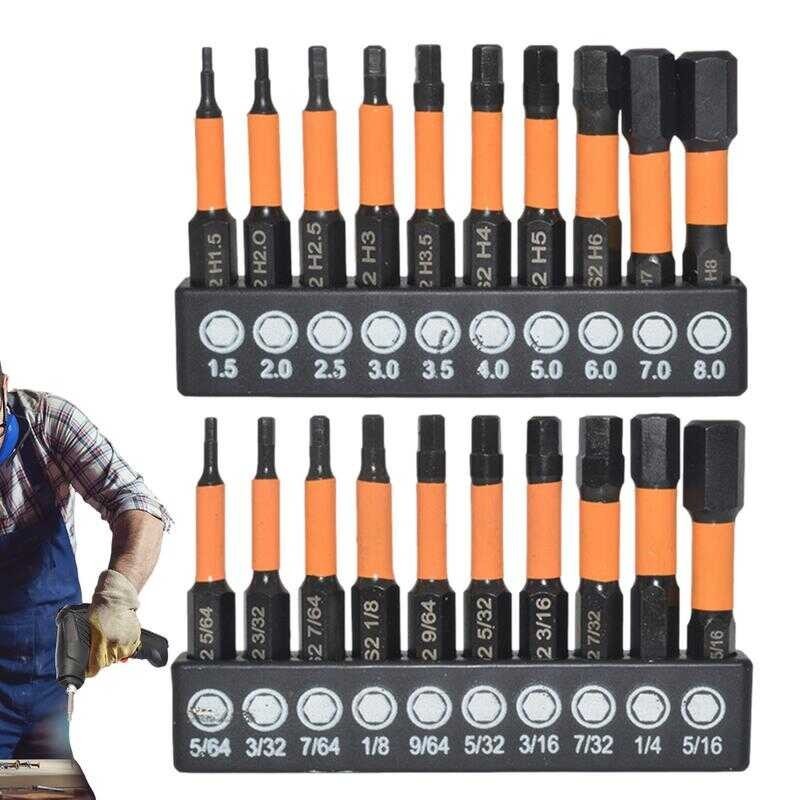 Hex Allen Wrench Screwdriver Set 20Pcs 1/4Inch HexShank Drill Bits