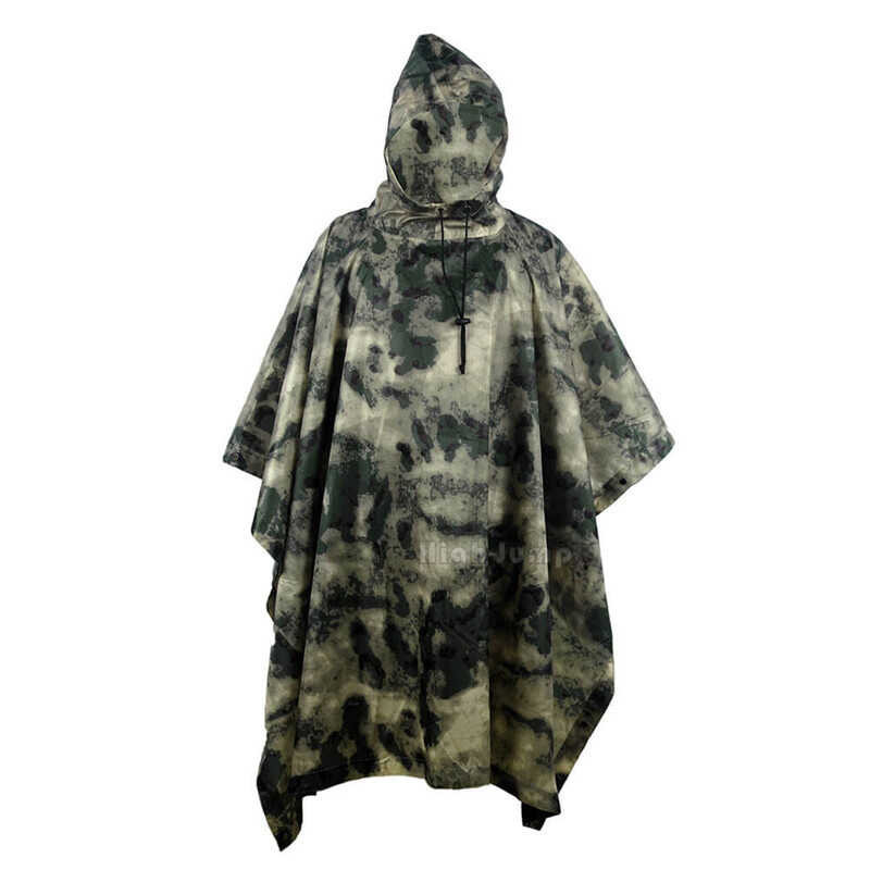 Outdoor Camping Raincoat Hiking Poncho Hunting Military Tactical ...