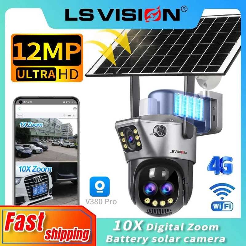 VISION LS 10X Zoom 4G Wifi Solar Camera Surveillance Outdoor 12Mp Three ...