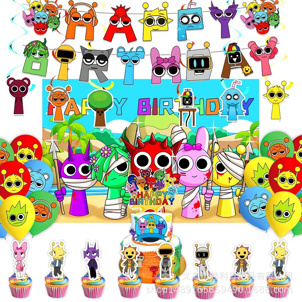 Incredibox Sprunki Birthday Theme Balloons Tableware Plate Cup Cake ...