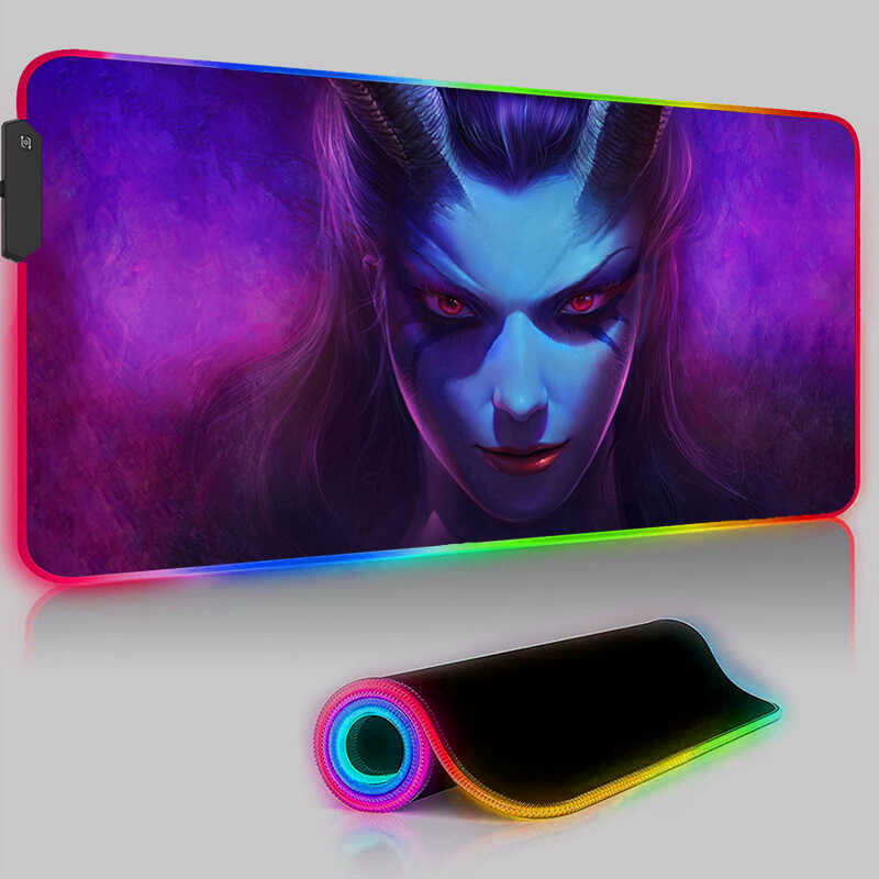 LED Dota 2 Mouse Pad Laptop Anime Girl Gaming Accessories Lock Edge