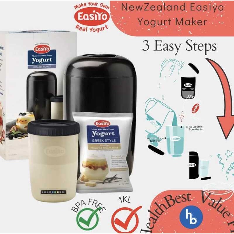 New Zealand Easiyo Yogurt Maker Black & Jar With Free Starter Kit 1