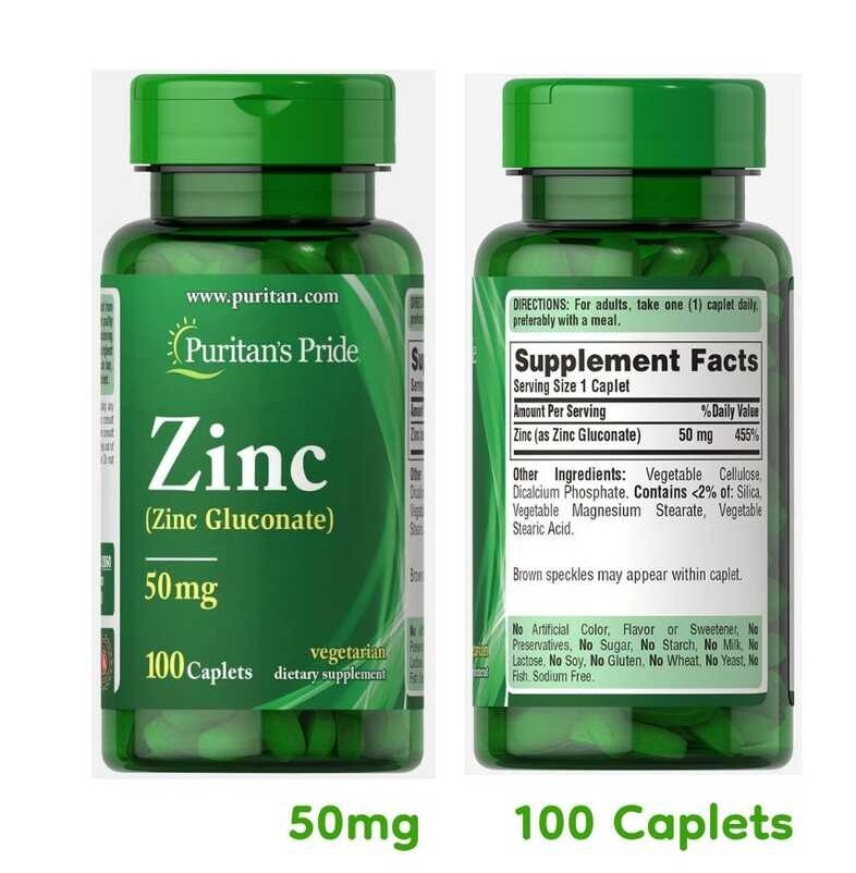 B32 Puritan's pride zinc (zinc gluconate) 50 mg 100 tablets 100