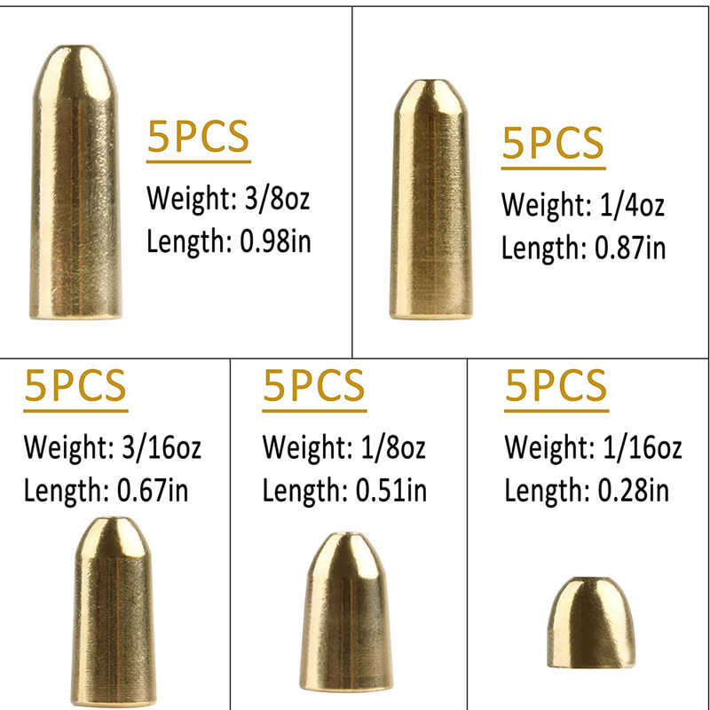 Sinkers 50Pcs/Box Set With Brass Sinker Weights Jig Hooks Swivel Ring ...