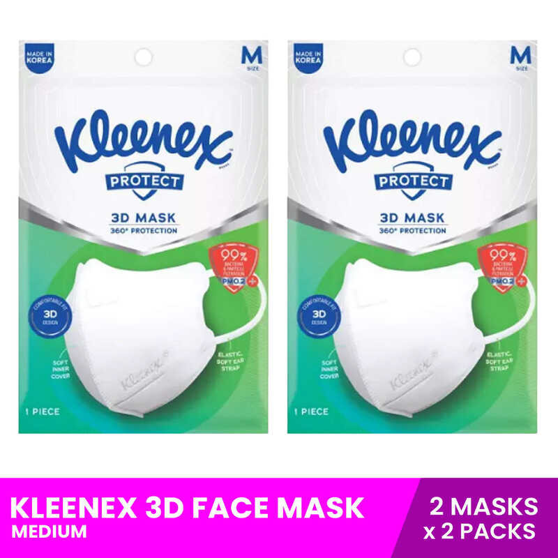 [GOOD] KLEENEX 3D Face Mask Medium (Adults) x 2 packs (2 masks), anti