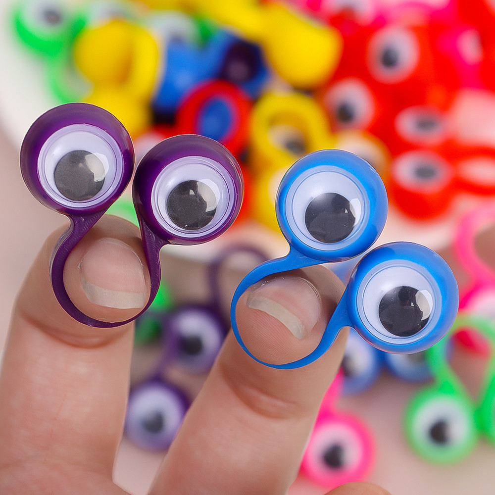 Random Colors Creative Wiggly Eye Finger Puppets Set Eye on Rings ...