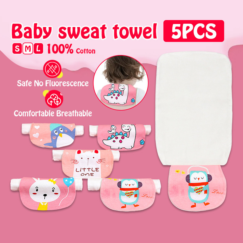 5pcs Baby Sweat Towel 4 Layer Soft Cotton Back Towel Sweat Absorber For ...