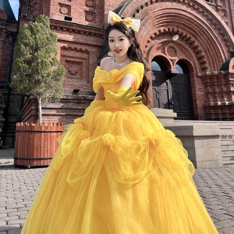 Princess Bell] Disney Princess Dress Adult Cosplay Performance Costume  Female Photo Belle Beauty A | Shopee Philippines