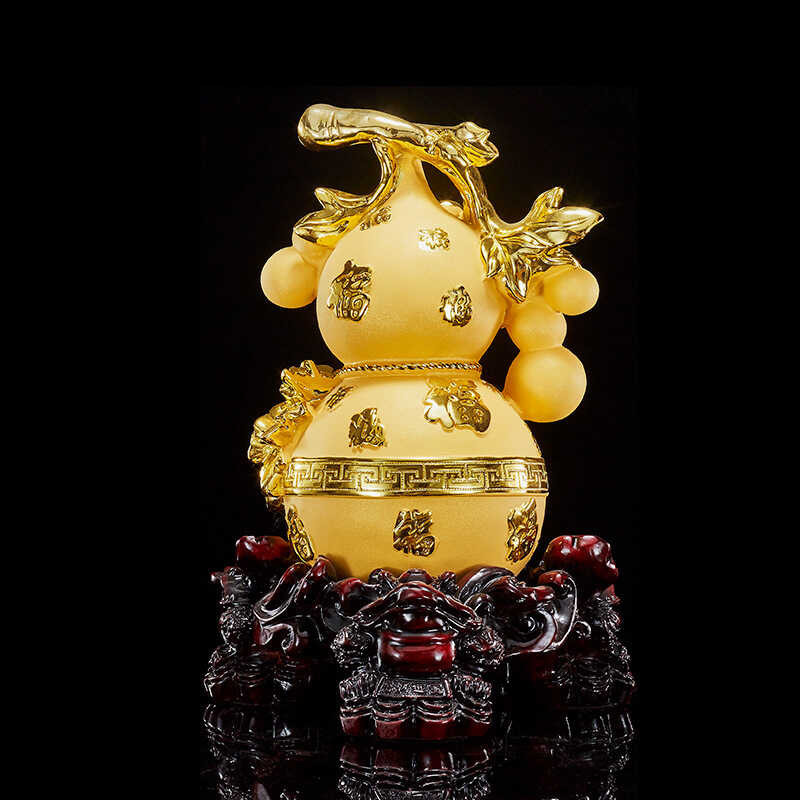 Feng shui Resin Sculpture Golden gourd Chinese Home Decor Lucky