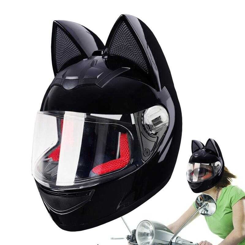 Kababaihan Cat Ear Helmets Full Face Motorcycle Helmets Cat Ear ...