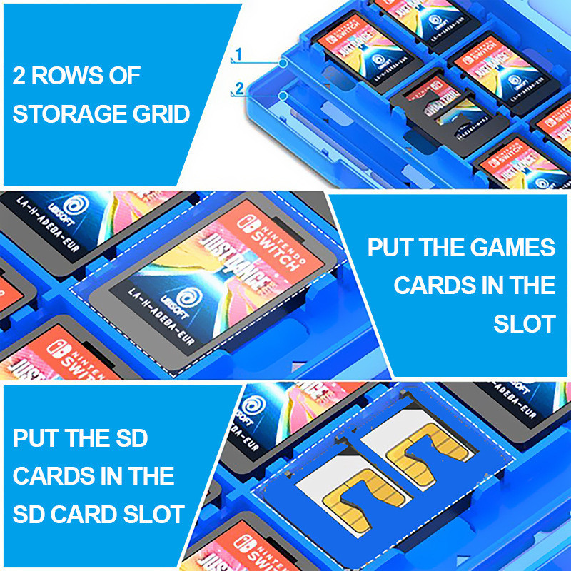 DLseego Game Card Aufbewahrungsbox für Switch Game Card,Switch Spiel Aufbewahrungsbox mit Farbverlauf,24 Game Card Slots und 48 SD Card Slots,Weiches Silikon Futter,Magnetverschluss-Rosa und Grün