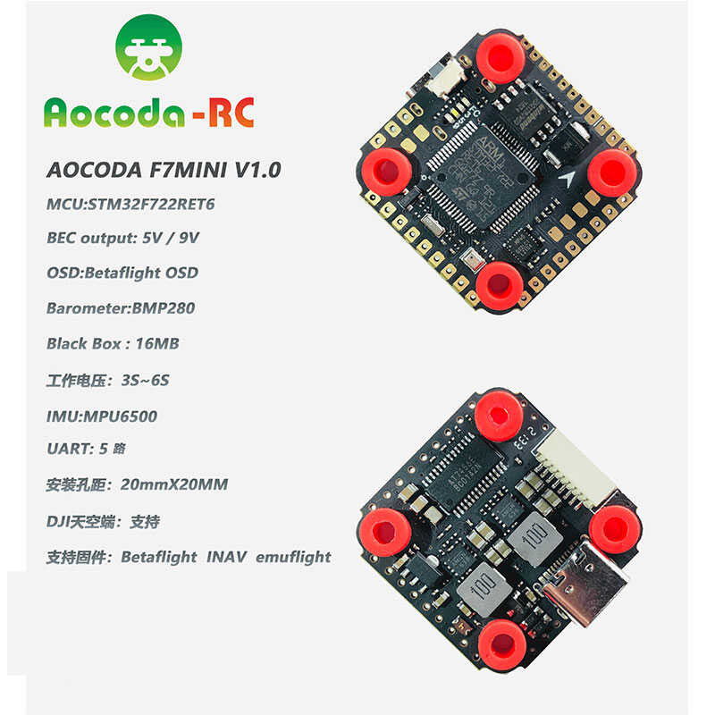 Aocoda- RC F7 MINI V1. 0 Flight Controller MPU6500 w/ OSD Barometer ...