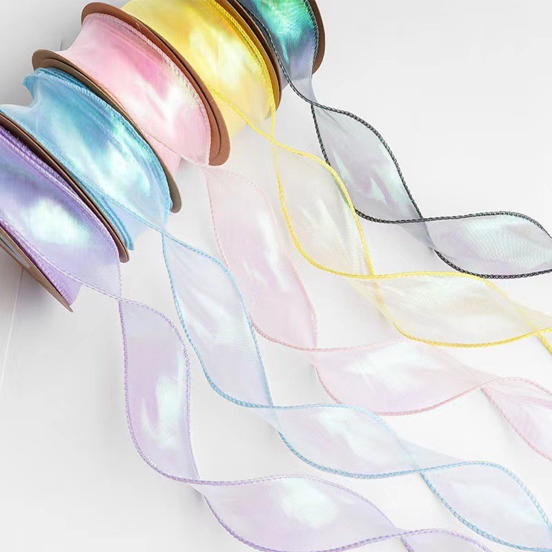 Iridescent Fishtail Yarn Ribbons Flowers Bouquet Packaging Ribbon ...