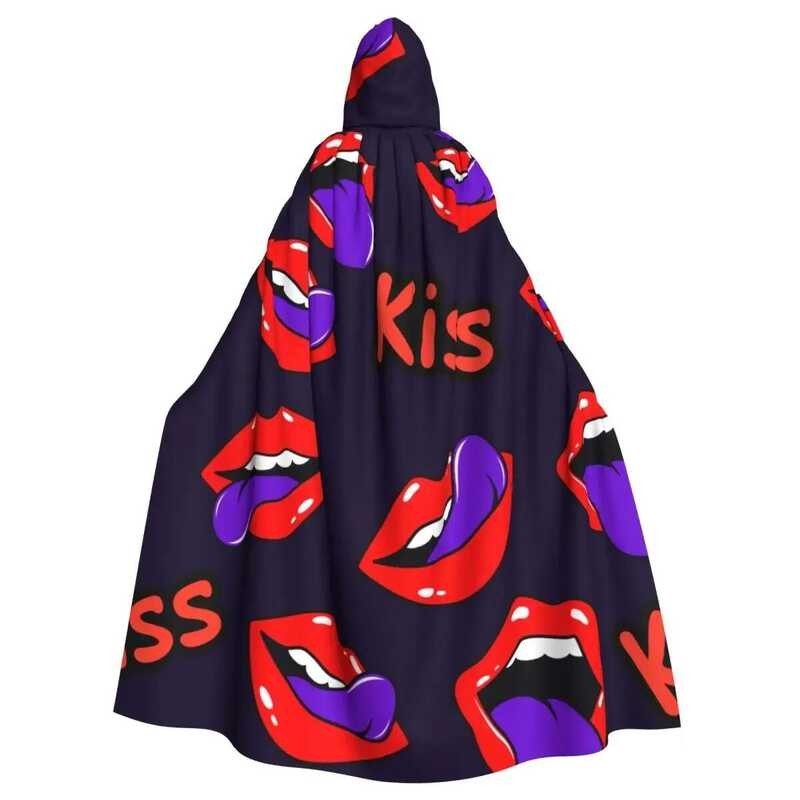 LY Adult Cloak Cape Hooded Mouth With Kiss Tongue Teeth Medieval ...