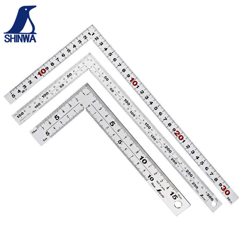SHINWA Penguin Square Ruler 90 degree Stainless Steel Turn ruler ...