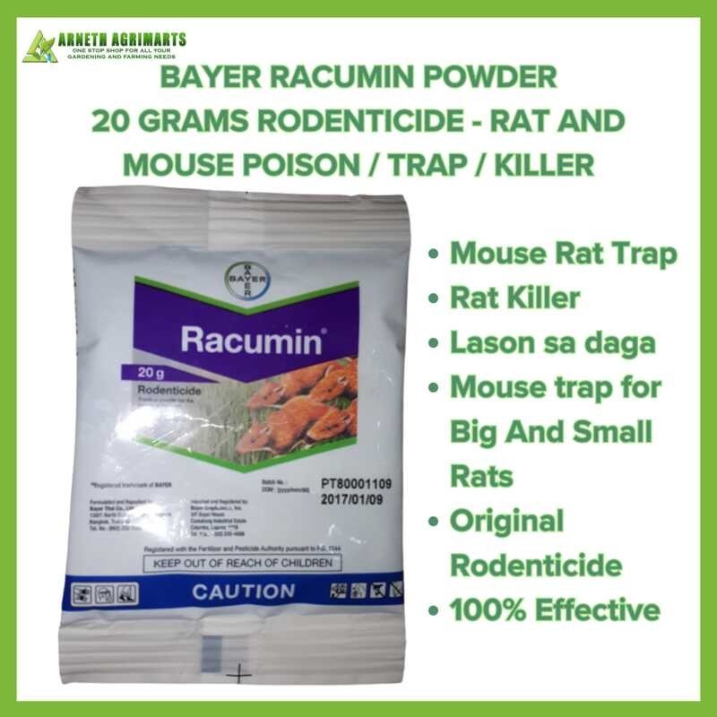 BAYER RACUMIN POWDER 20 GRAMS RODENTICIDE - RAT POISON / MOUSE TRAP ...