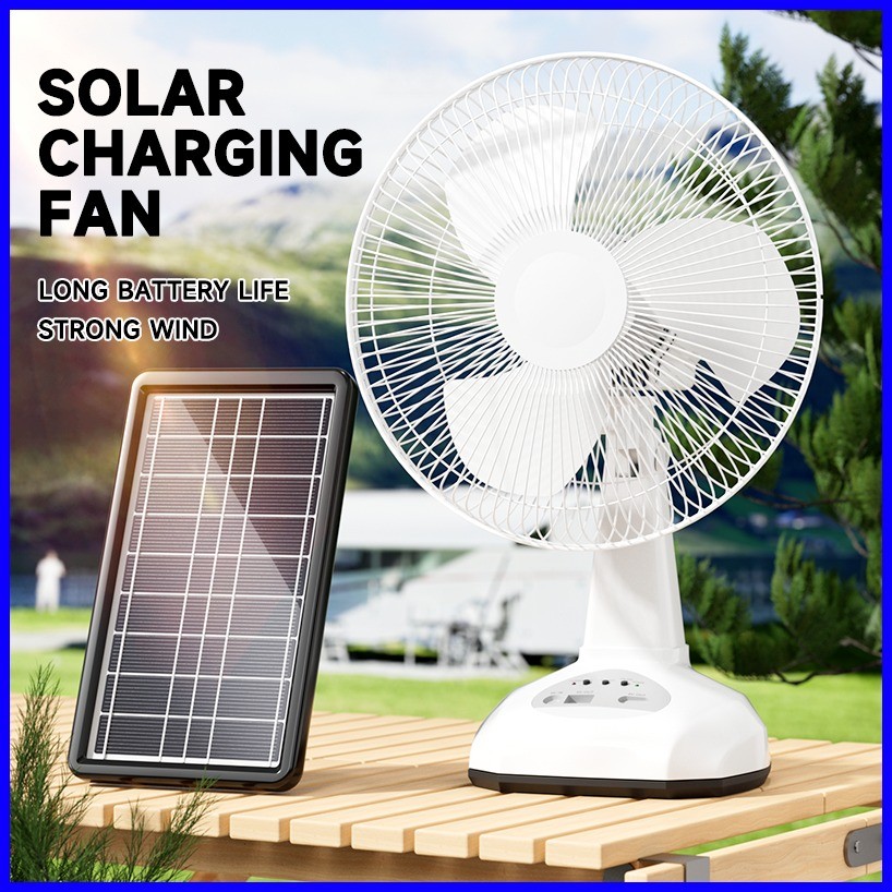 Solar Electric Fan with Built-in LED Lights and USB Charging | Shopee ...