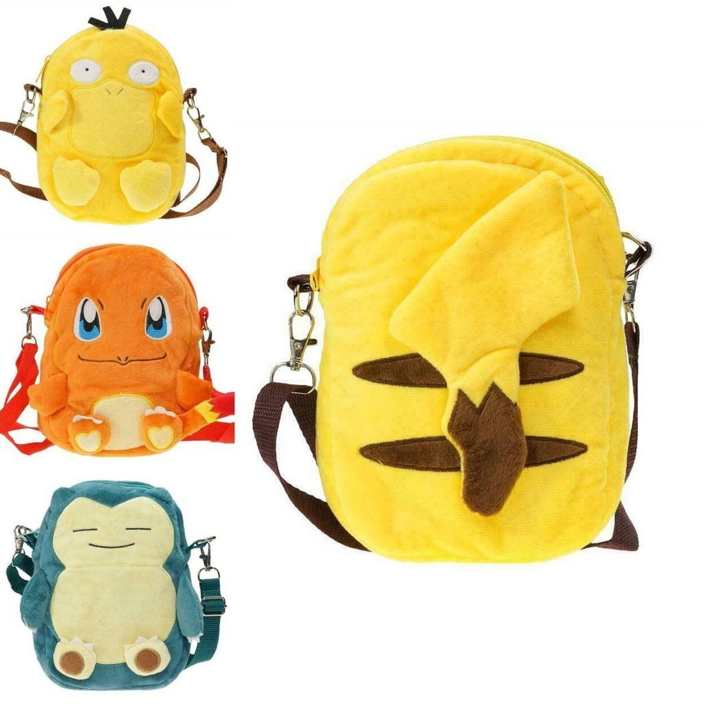 Pikachu Snorlax Pokemon Charmander Eevee Psyduck Plush Backpack Zipper ...