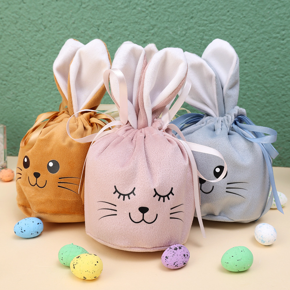 Classic Easter Rabbit Modeling Velvet Bundle Pocket Cute Cartoon Candy ...