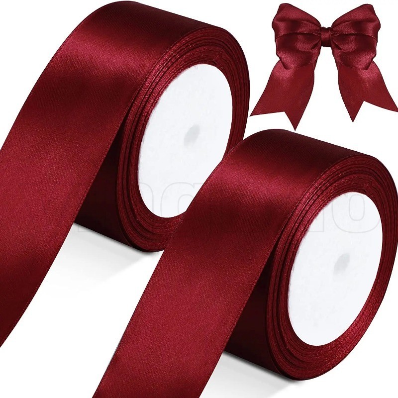 25 yards/roll Wine Red Satin Ribbon Gift Wrapping Crafts Wedding ...