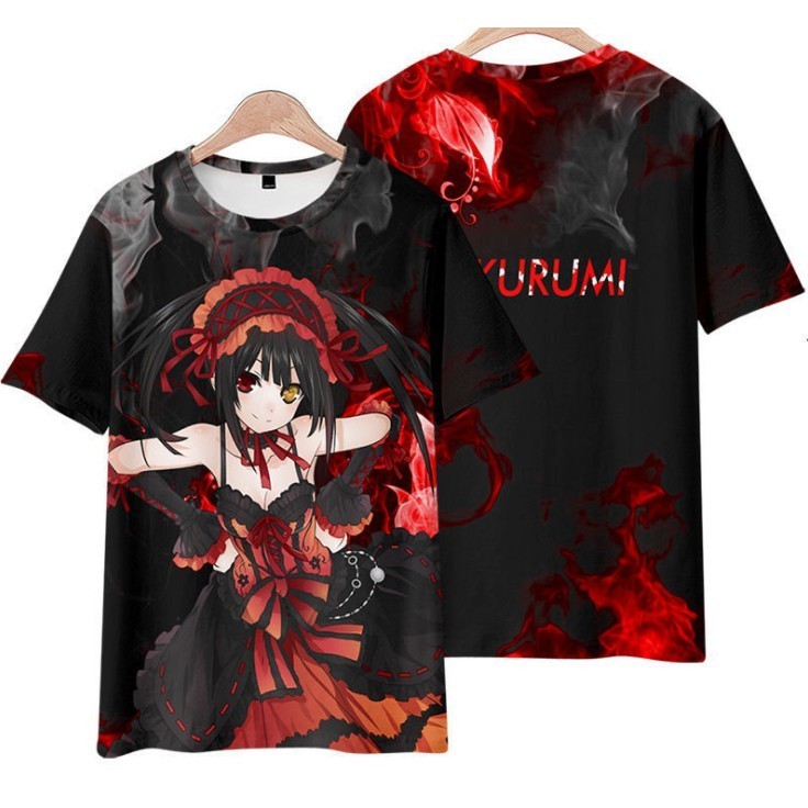 T-shirt Gothique Rose Girl 3D Print - Homme/femme, Manches Courtes, Polyester Multicolore