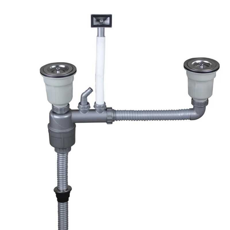 Talea Double Kitchen Sink Drain Pipe Kit - Rear Hard Tube, 40mm Dia, Space-Saving Design 2 thumbnail image