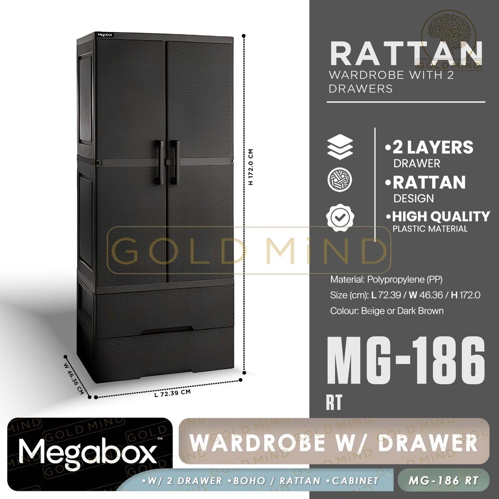 Megabox Wardrobe Cabinet With 2 Drawers- Yellow elephant Everyday Low ...