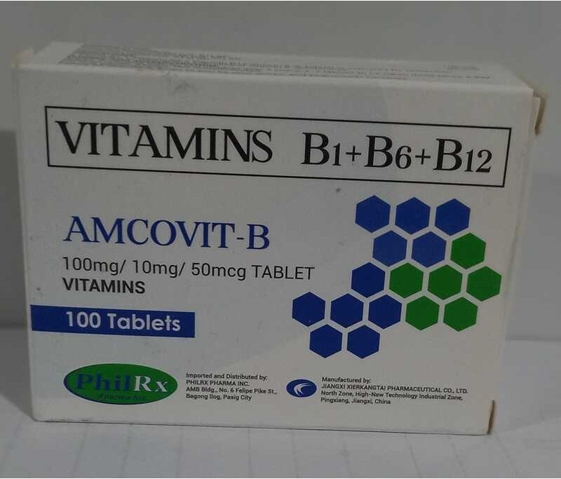 AMCOVIT B TABLET VITAMINS B1+B6+B12 100mg /10mg/50mcg TABLET By 100's ...