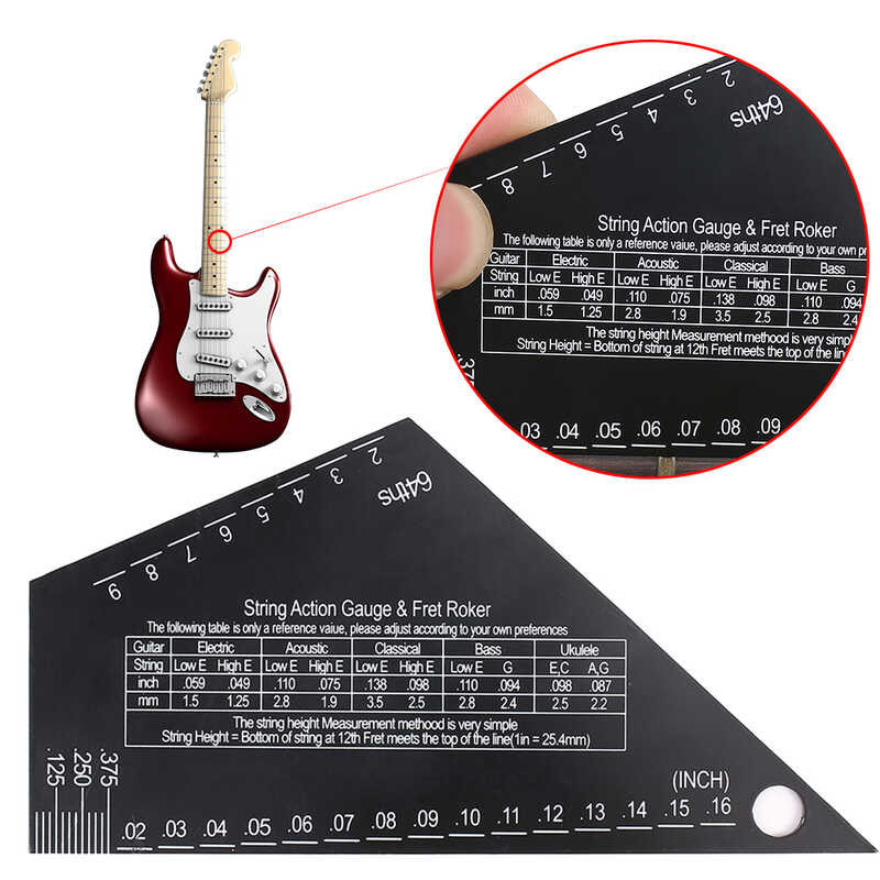 Guitar String Action Gauge Fret Rocker String Height Ruler Fret