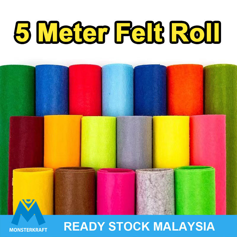 5 Meter Polyester Felt Kain 1mm thick, Single Color Soft Felt Fabric (1 ...