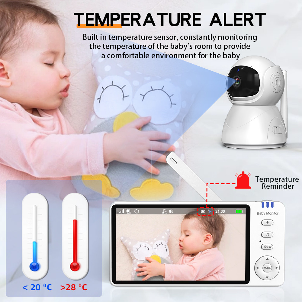 5 Inch IPS Screen Baby Monitor With Camera Battery Electronic ...