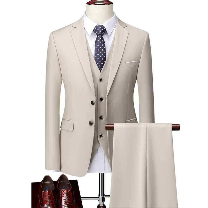 Men Boutique Suits Sets Groom Wedding Suits Pure Color Formal Wear 