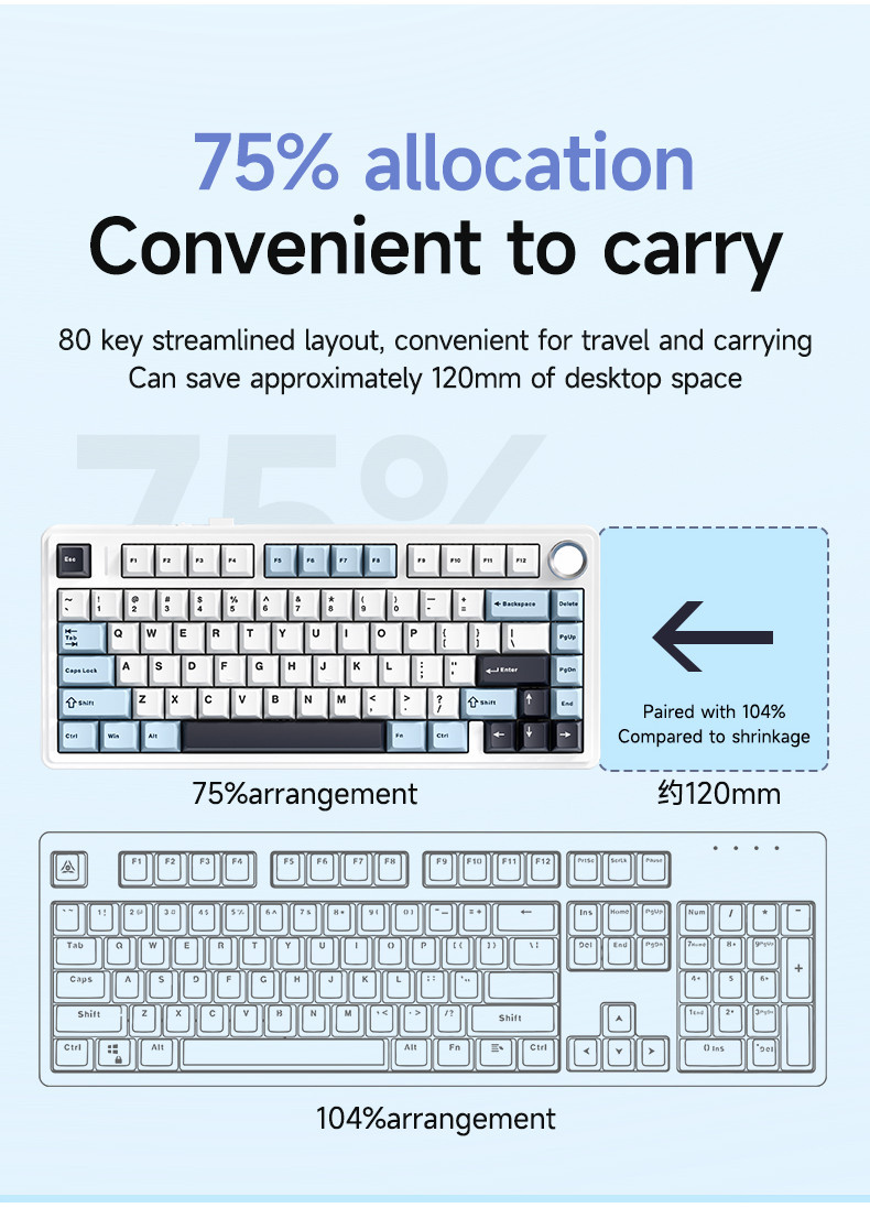 Aula F75 Mechanical Keyboard 80 Key with Gasket Structure Full-key ...