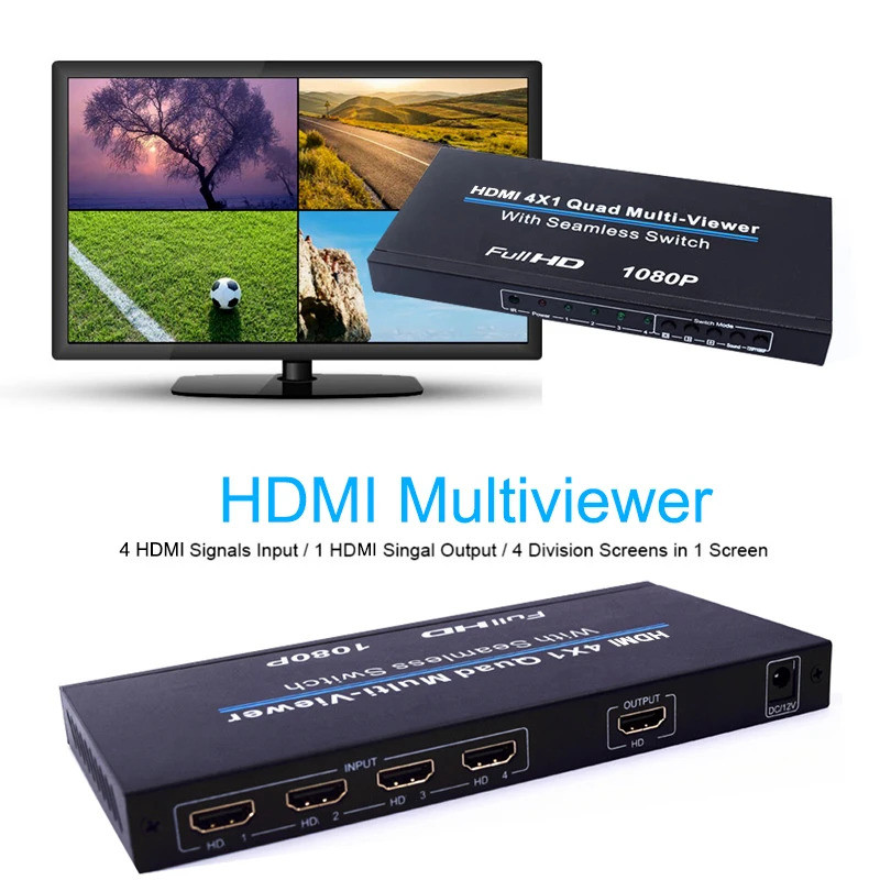 1080P 60hz HDMI 4x1 Multiviewer 4 Port HDMI Quad Multi-viewer Video ...