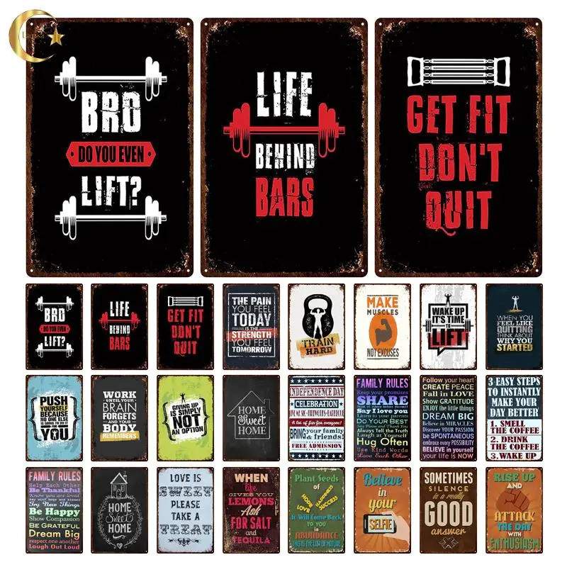 Funny text signs, fitness, carnival posters, gym, training room, wall ...
