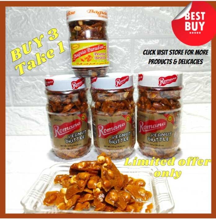 3 pcs Romana peanut Brittle Tall 310 grams Buy 3 take 1, Baguio ...