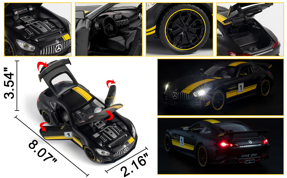 1:24 Scale Mercedez Benz AMG GTR Diecast Model Car Alloy Toy Vehicle ...
