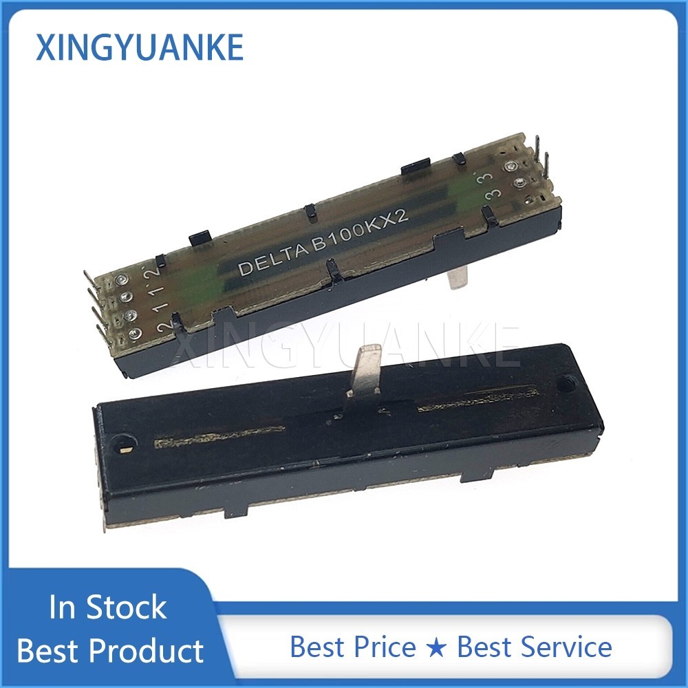 1PCS 73MM Double 6Pin Straight Slide Potentiometer B100KX2 Mixer Fader