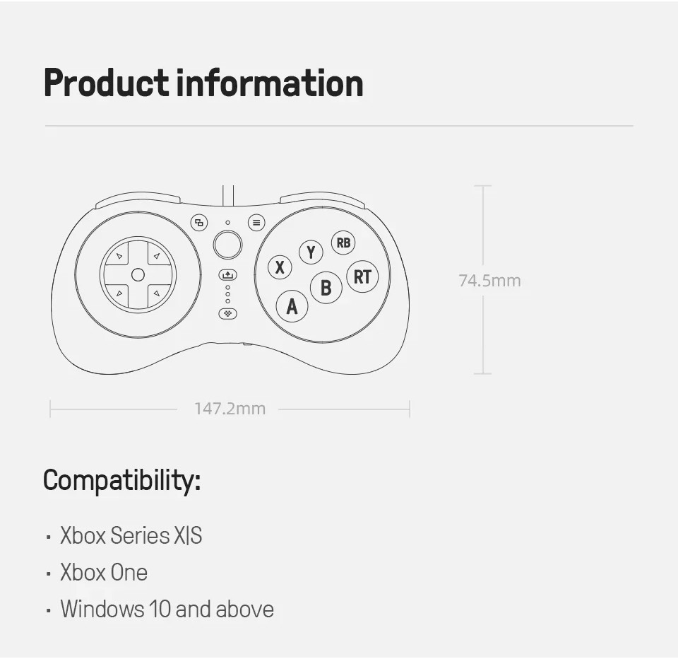 8BitDo M30 Wired Gaming Controller Gamepad for Xbox One Series X S and ...