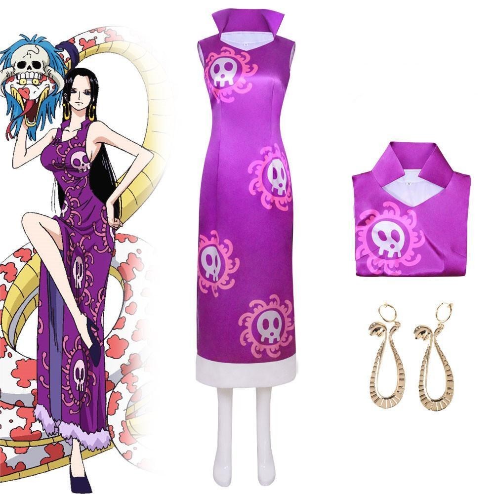 Han Anime Cosplay Purple Suit Full Set One Piece Boa Dress Costume ...