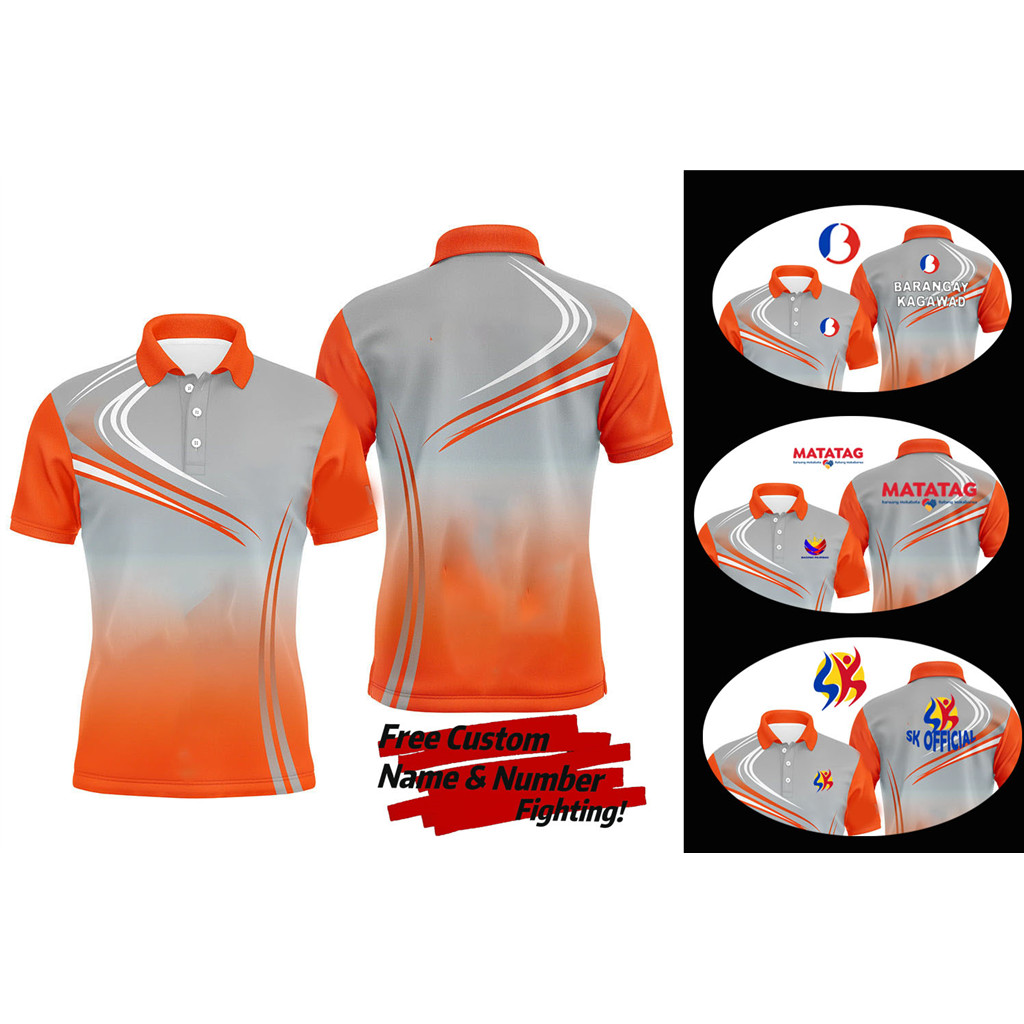Full Sublimation Polo T Shirt Orange Polo Shirt Short Sleeved Loose ...