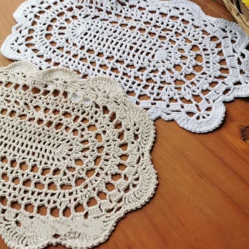 96 Vintage Oval Table Cloth Handmade Crochet Coast Placemat Tablecloth