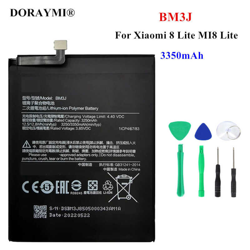 Original 3350mah Bm3j Battery For Xiaomi 8 Lite Mi8 Lite Replacement Phone Bateriatools 5776