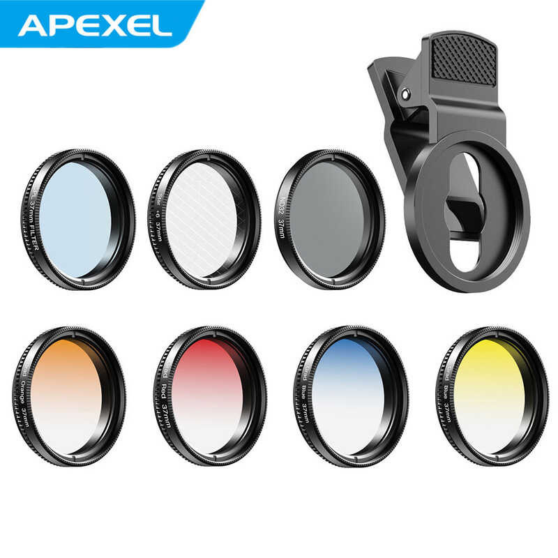 APEXEL APL-37UV-7G Professional 7in1 Phone Graduated Lens Filter Kit ...