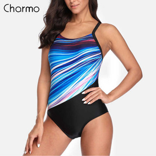 Charmo Women One-piece Sports Swimsuit Sport Swimwear Athlete Bikini  Backless Beach Wear Bathing Suits