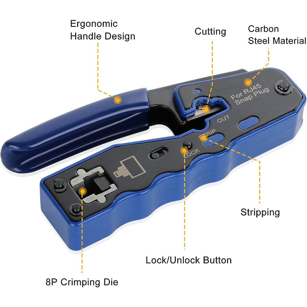 ZoeRax RJ45 Crimp Tool Kit Pass Through Ethernet Crimper and Tester for ...