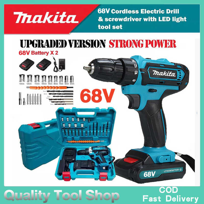 Makita 68V Hammer Impact Cordless Electric Drill Tools Set Box 2