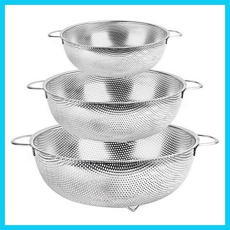 Stainless Steel Fine Mesh Strainer Bowl Drainer Vegetable Sieve 