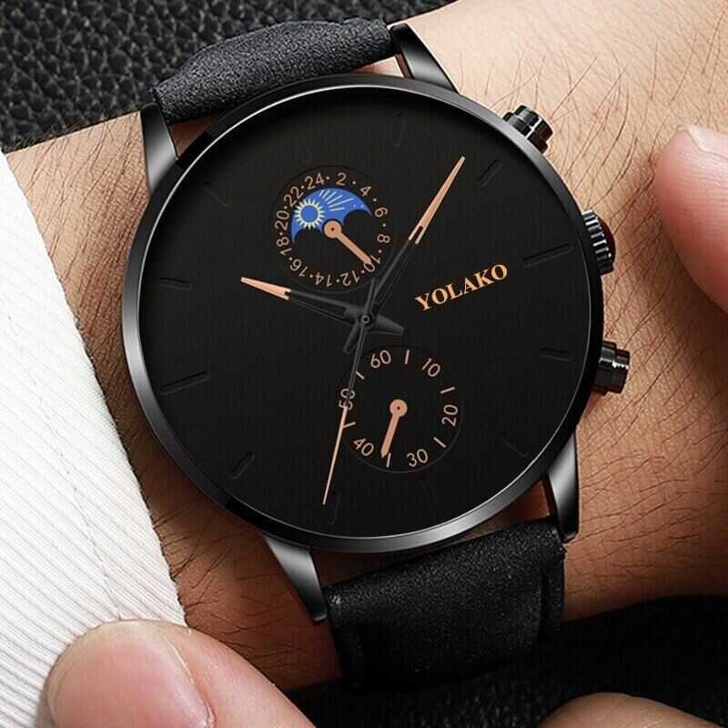 Leather para POSHI COD mga lalaki relo water proof orihinal Chronograph ...