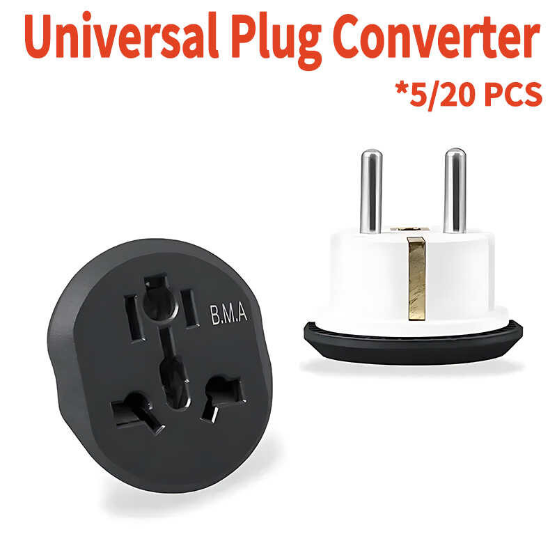 Universal 5/20pcs Plug Converter FR AU US UK To EU Travel Adapter High ...